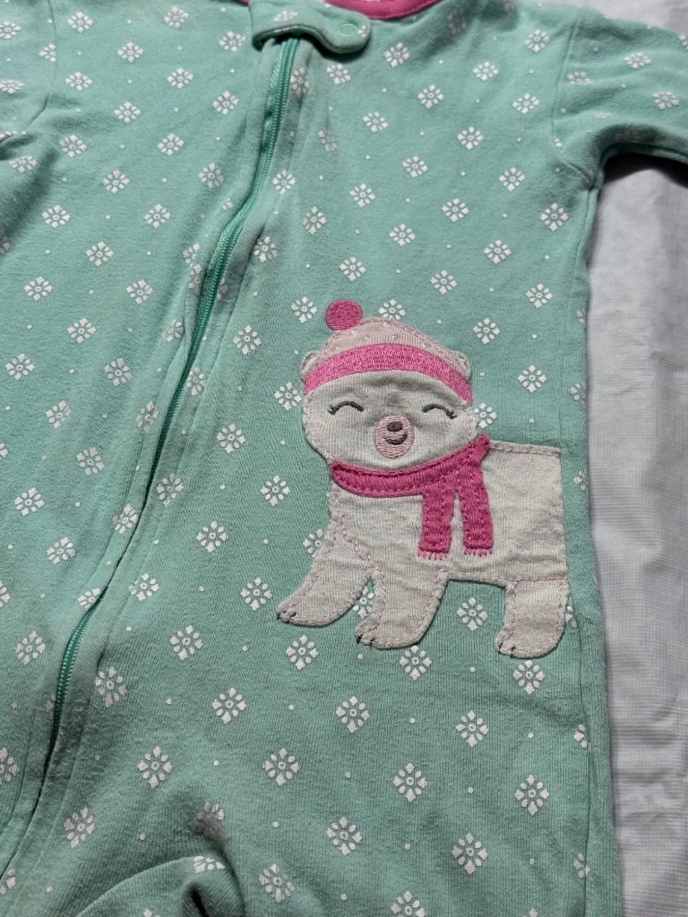 Carter's Toddler Baby Girl Snowflake Festive Footie Pajamas Size 12 Months